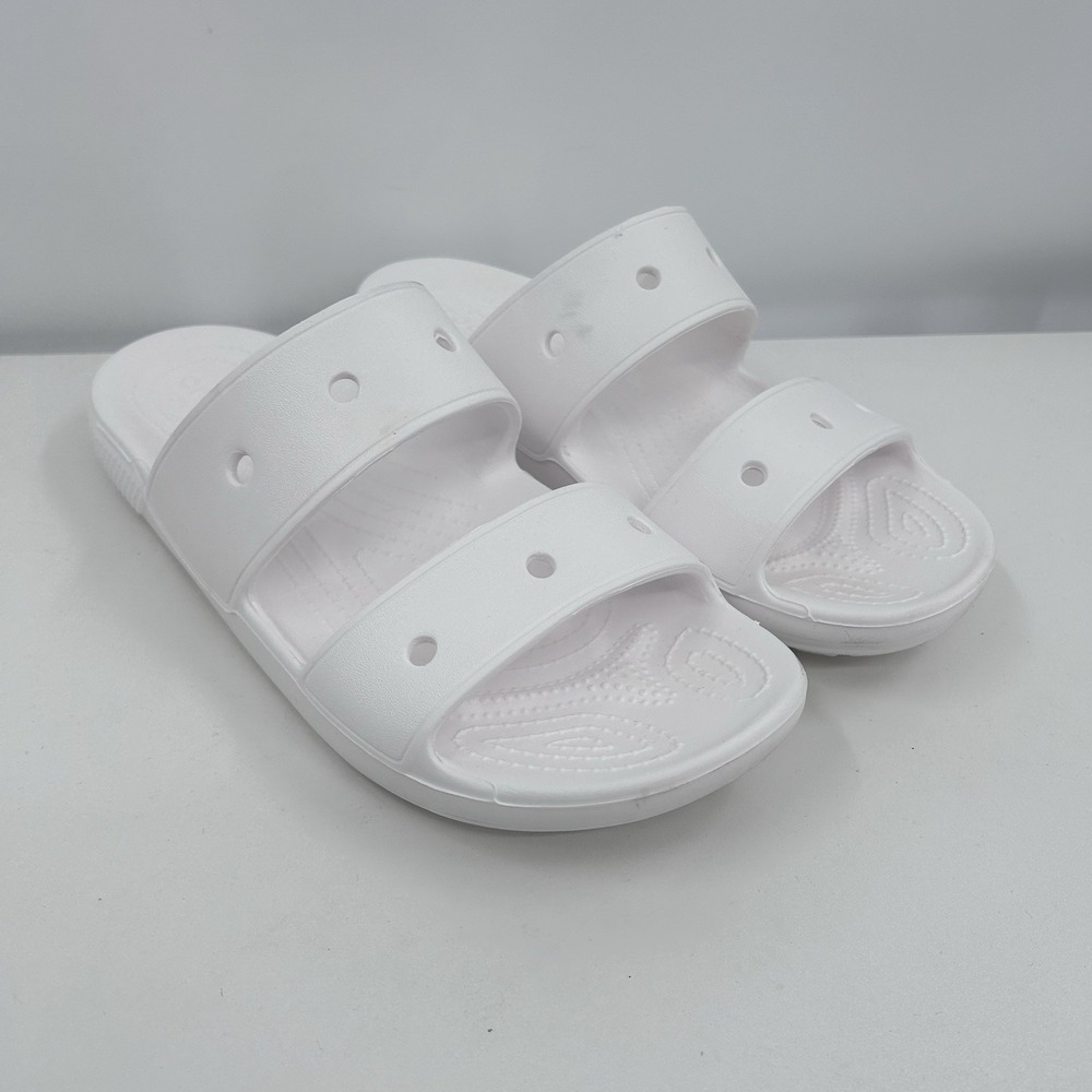 Crocs Classic Two-Strap Slide Sandals Size Women 10 Mens 8 White Comfort‎ Casual